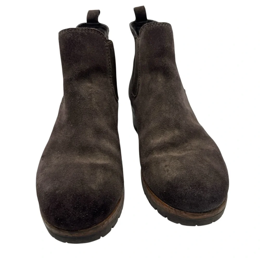 Salvia Cachet Dark Brown Suede Chelsea Pull On Ankle Booties - Size 38/ US 7.5-8